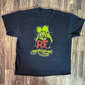 Vintage 2007 Ed “Big Daddy” Roth Rat Fink T-Shirt Black Graphic Tee Hot Rod Art